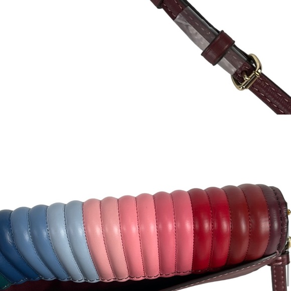COACH RAINBOW ANNA FOLDOVER CROSSBODY CLUTCH LINEAR STRIPE QUILTED PRIDE PURSE - Picture 3 of 8